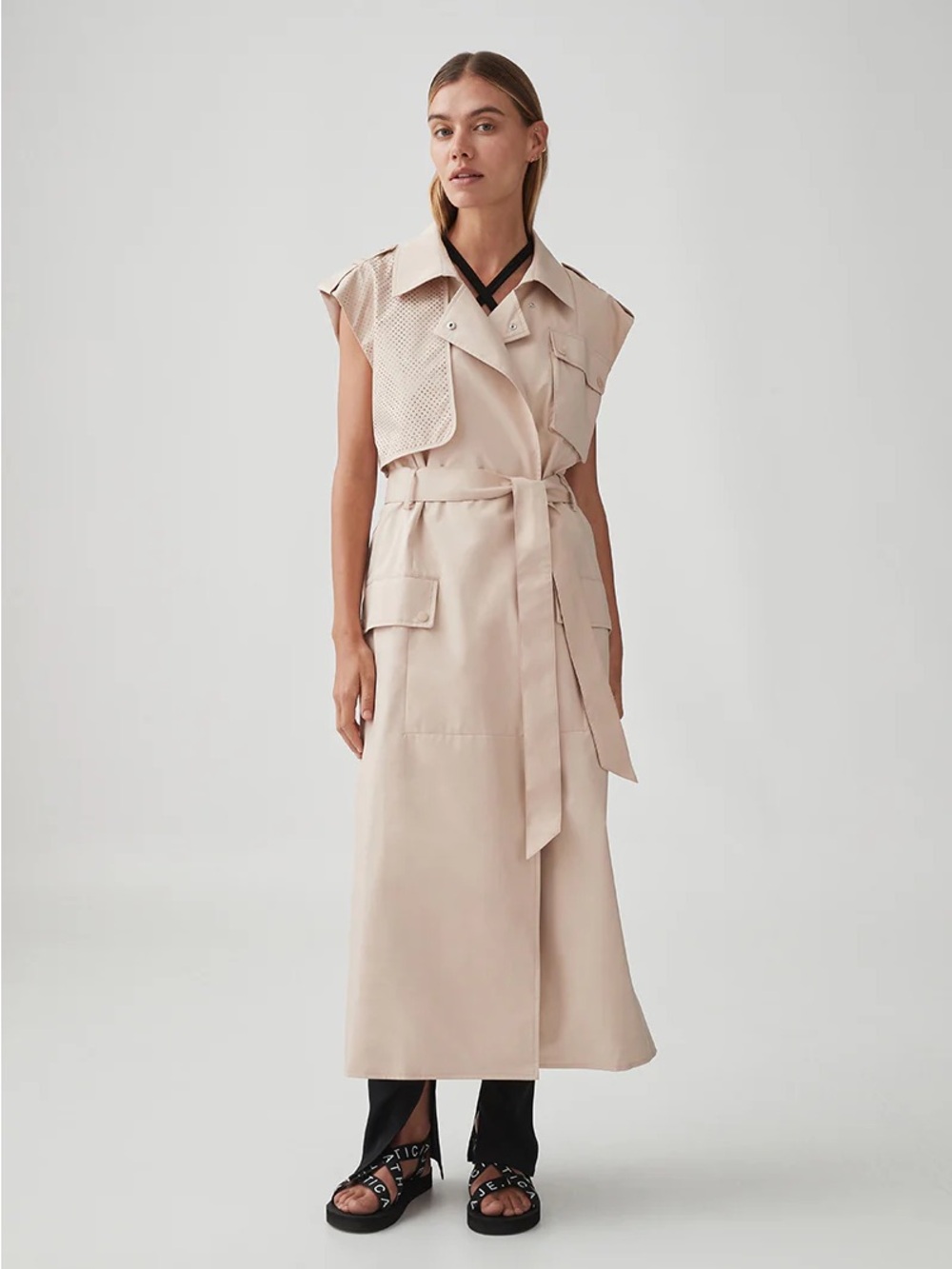 ATHLETICA SLEEVELESS BELTED TRENCH 703 brush pink